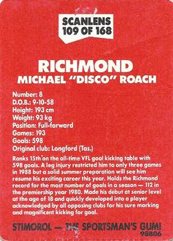 1989 Scanlens VFL #109 Michael Roach Back